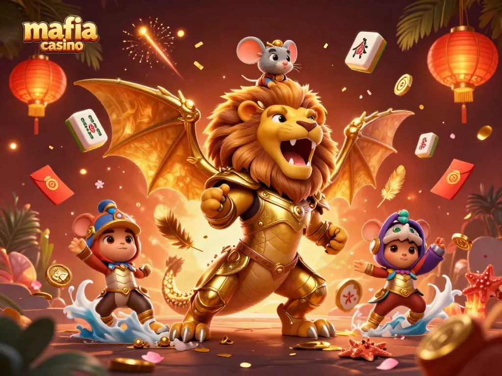 Experience the excitement of mafia casino through this vibrant 3D illustration showcasing triumph and luck in gaming.